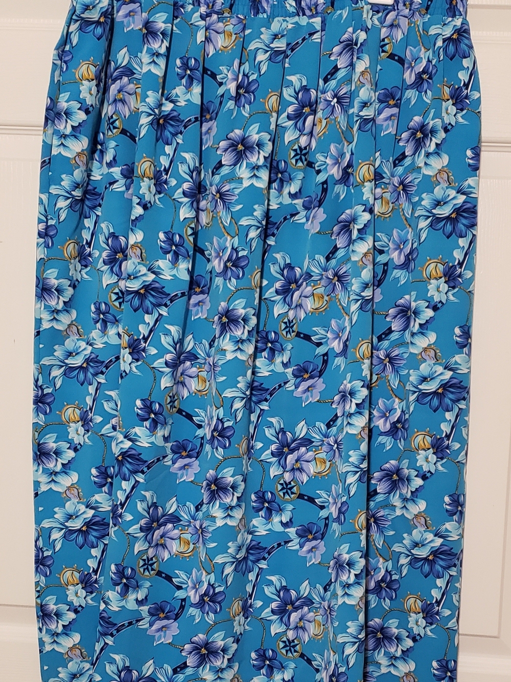 Koret Blue Floral Maxi Skirt with Pleats